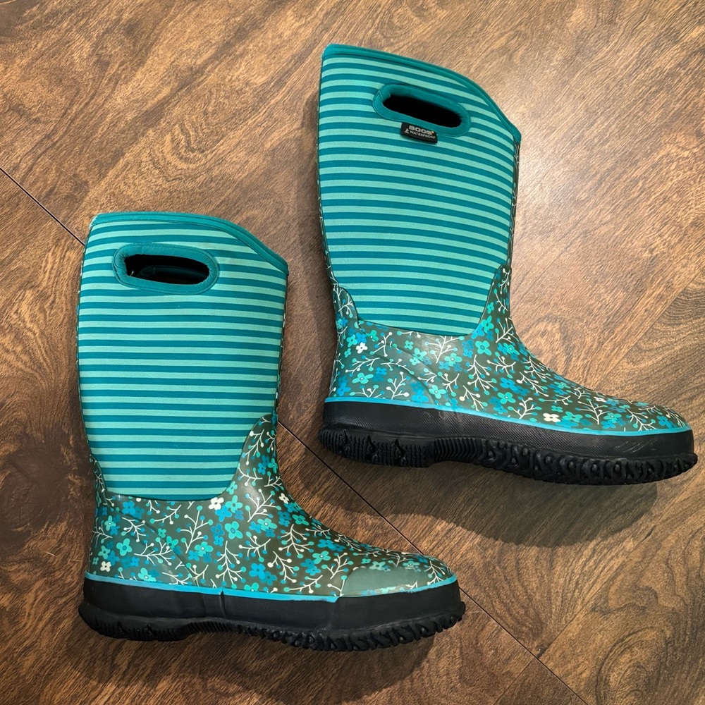 BOGS Kids Striped Floral Rain Boots